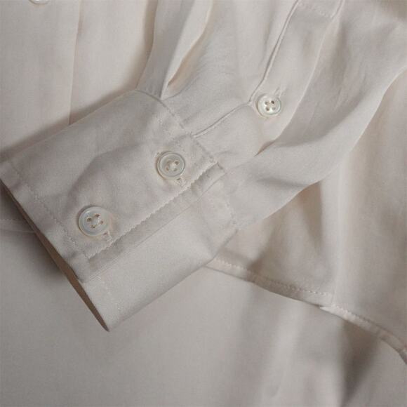 GUC Quince Women's XS Ivory Silk Blend Notch Collar Blouse Long Sleeve 3134-22 - Picture 7 of 12